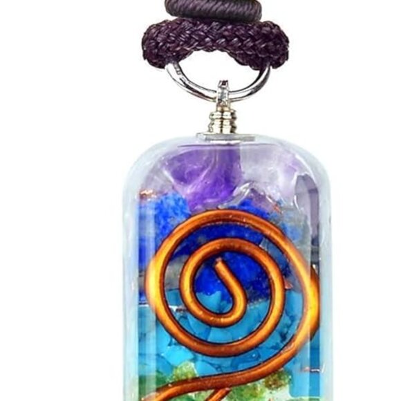Orgone Chakra Healing Pendant with Adjustable Cord – 7 Chakra Stones Necklace fo - Picture 1 of 9